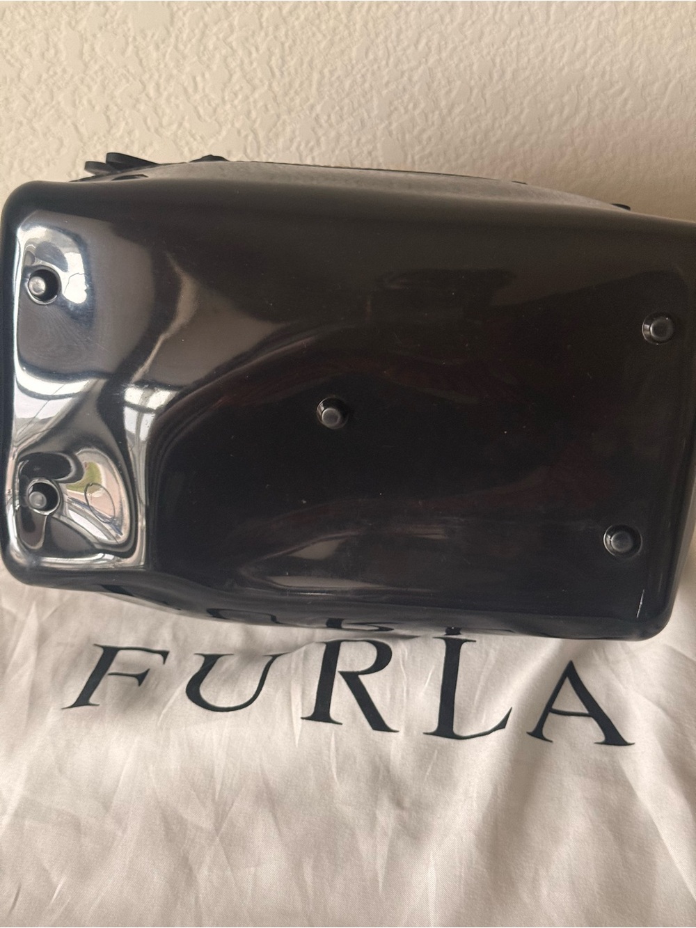 Furla Leopard-Print Dome Satchel with Black Trim and Pom-Authentic!! - Picture 9 of 11